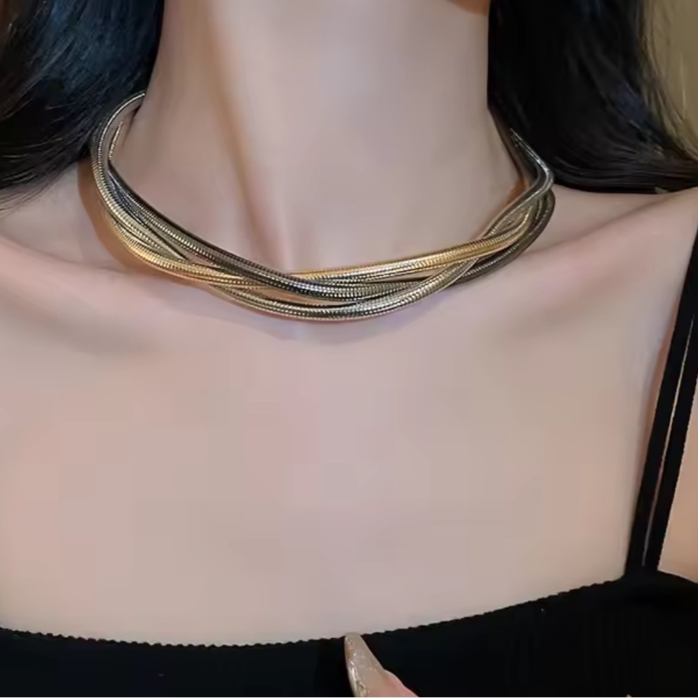 Mixed Metal Chain Necklace | Modern Minimal - Picture 2 of 4